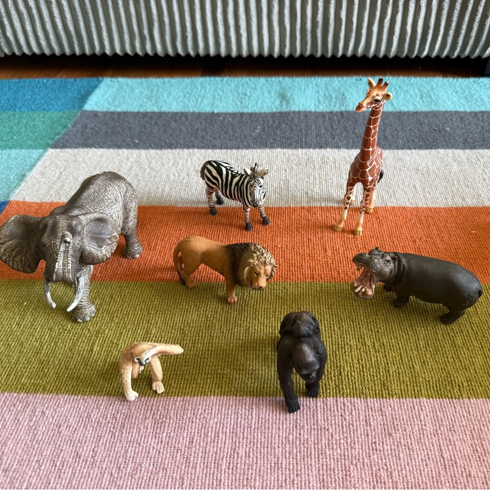 Schleich Animals: Elephant, Giraffe, Hippopotamus, Lion, Zebra, Gorilla & Monkey